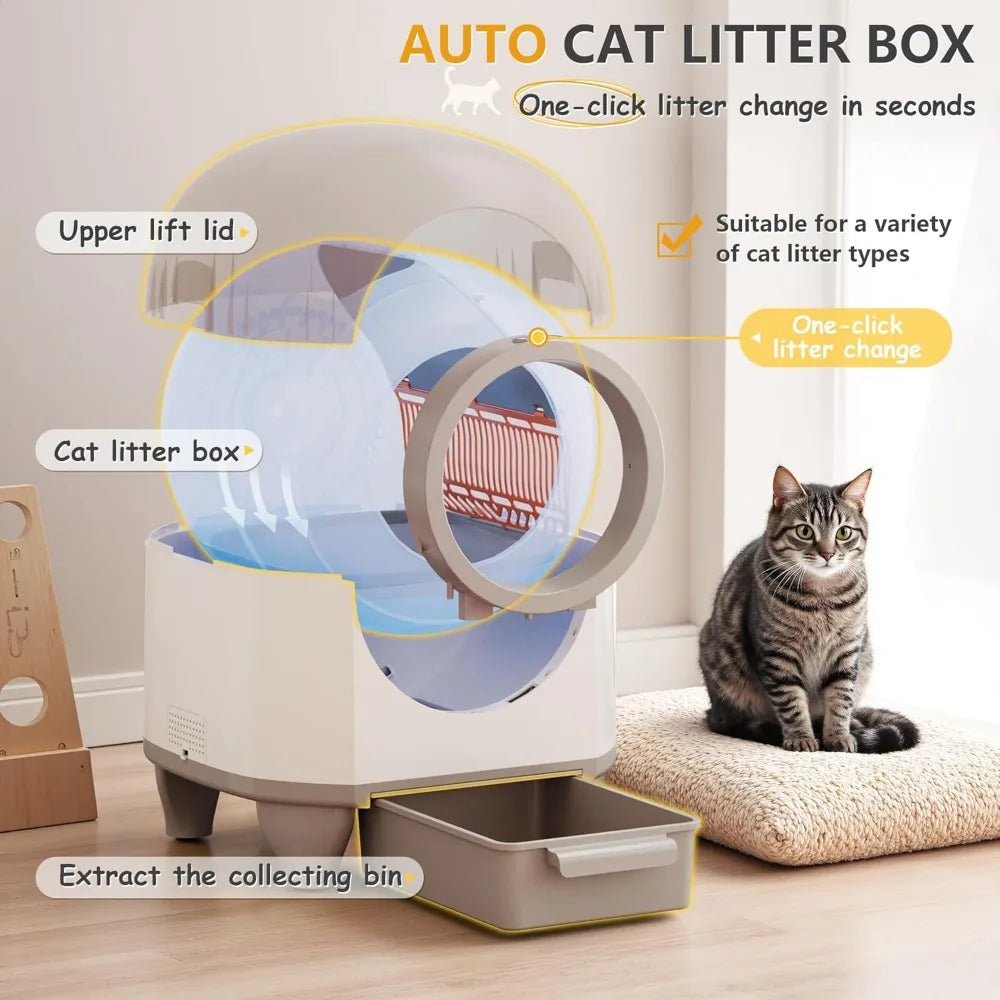 Automatic Self-Cleaning Litter Box for Multiple Cats with Smart Sensors and App-Controlled Features, Large 90L Capacity