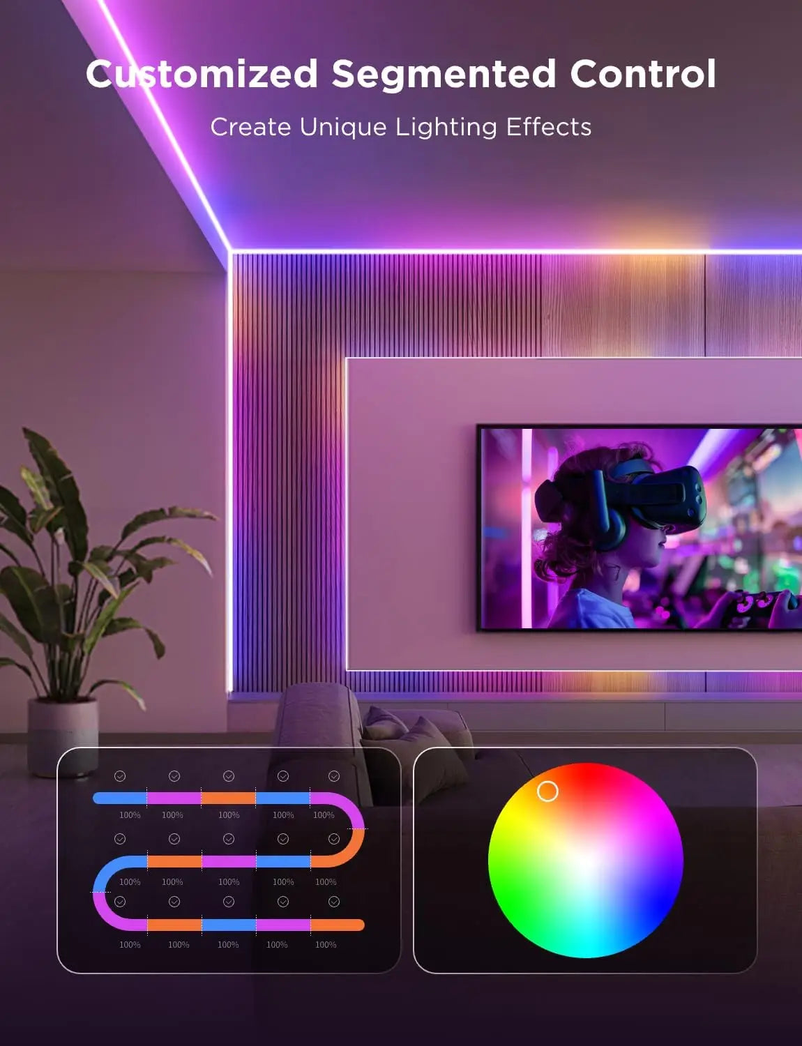 XMSJ COB LED Strip Light Pro RGBICW Alexa Google Assistant