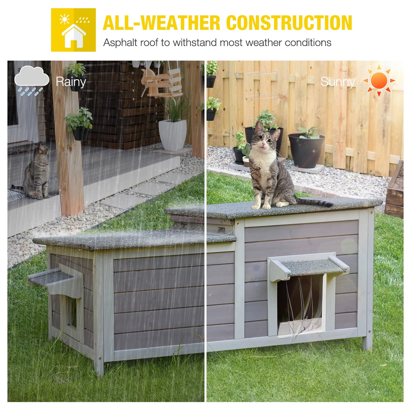 Two Room Outdoor Feral Cat Shelter For Rescued Cats