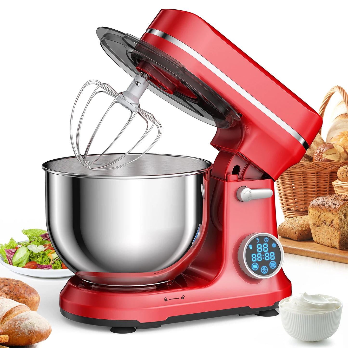 Biolomix 1200W 11-Speed DC Motor Stand Mixer With OLED Display