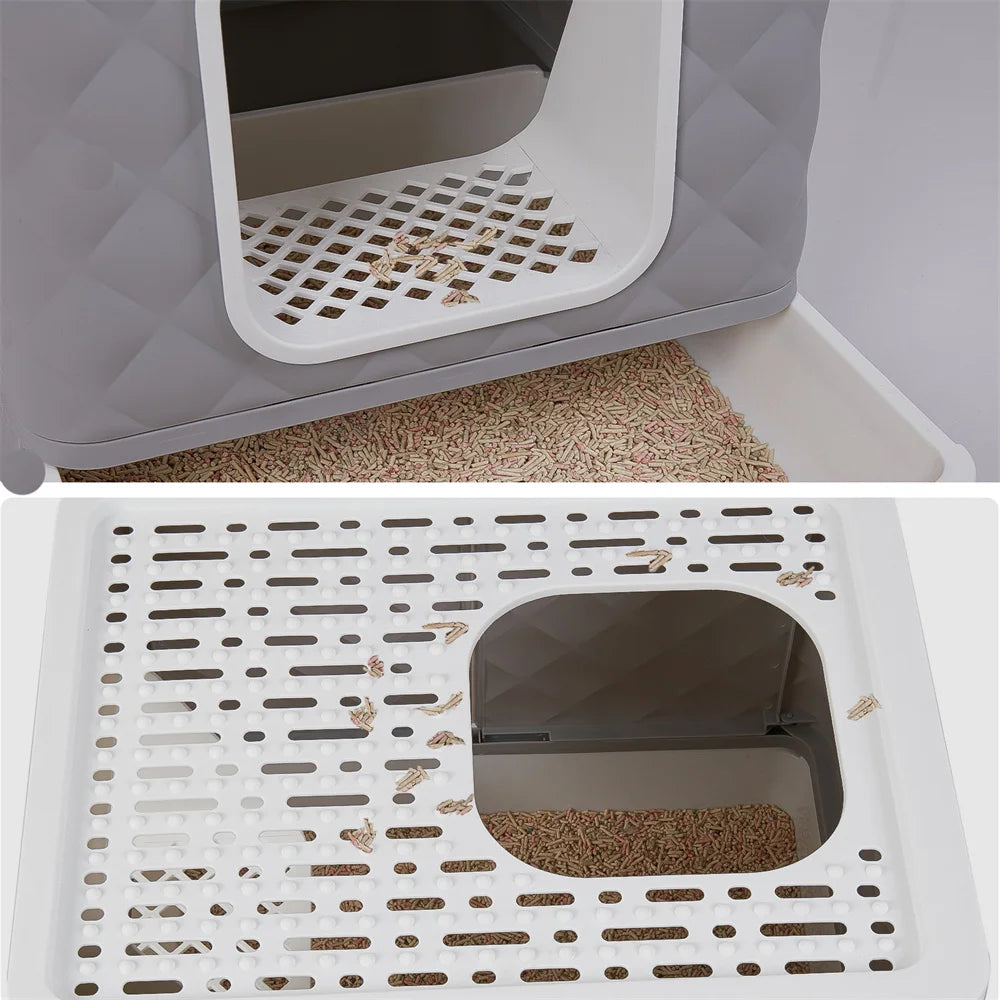Feature Cat Litter Box Enclosure Hidden Cabinet With Scoop Mat