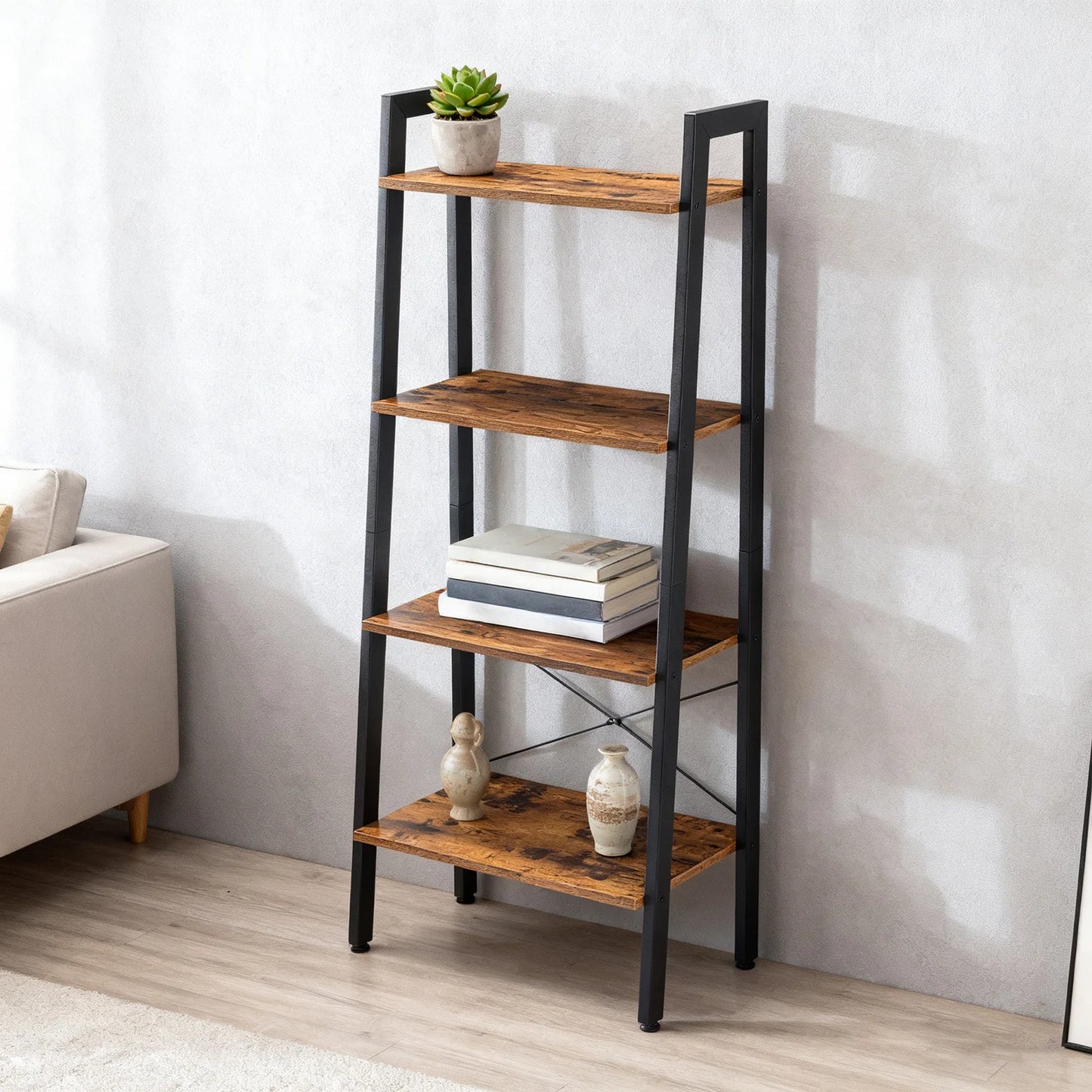 JHK 4 Tier Display Bookshelf Wooden Storage Shelf Stand