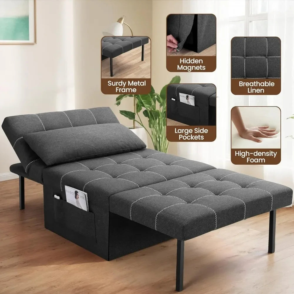Convertible Sleeper Chair 4 in 1 Multifunctional Foldable Ottoman Bed