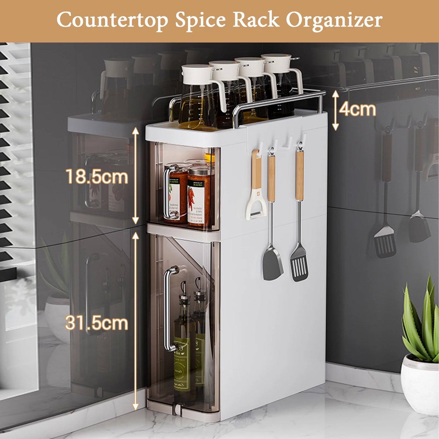 HiMISS Two Three Layer Kitchen Utensil Rack Pullout Spice Shelf