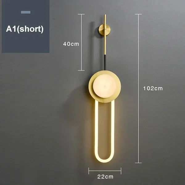 Luxury Villa Marble Wall Lamp Corridor Long Pole Wall Light Living Room Lamp Sofa Background Bedroom Bedside Lamp LED Lighting