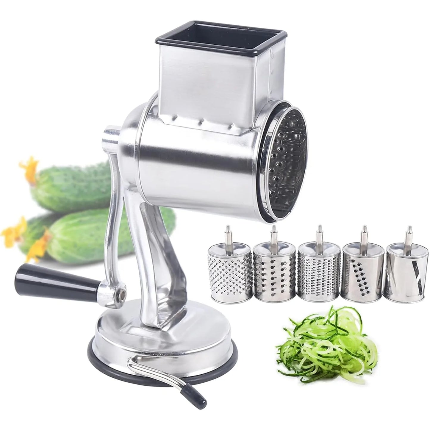Rotary Cheese Grater Hand Crank 5 In 1 Chopper Stainless