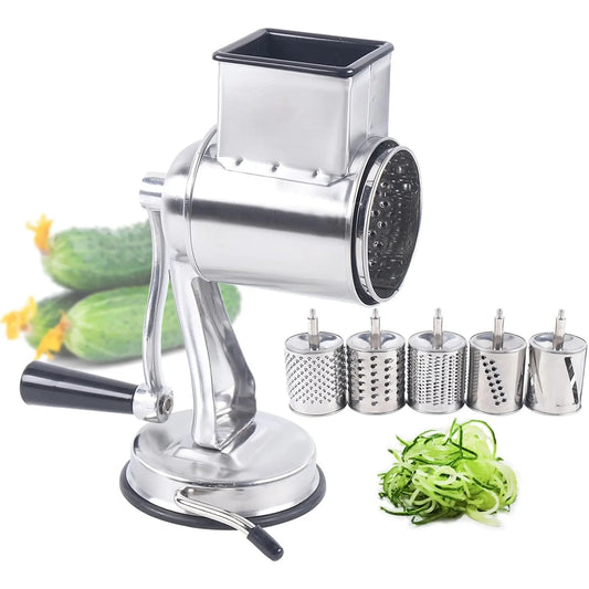 Rotary Cheese Grater Hand Crank 5 In 1 Chopper Stainless