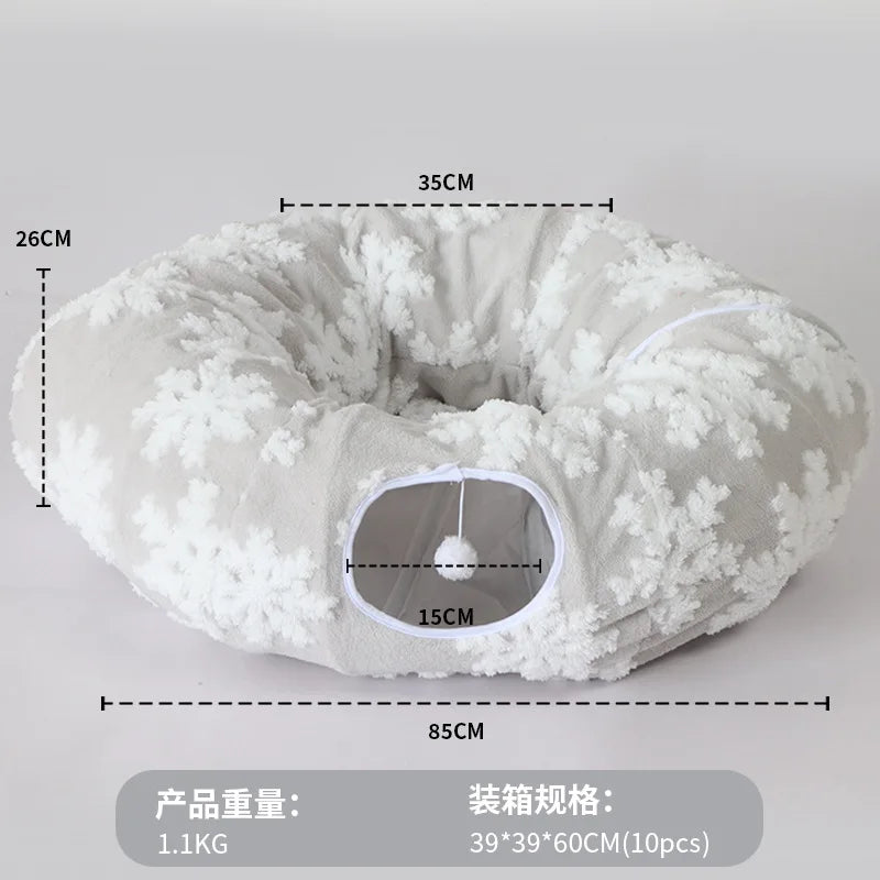 Warm Enclosed Cat Bed Tunnel Plush Kitten House With Tube