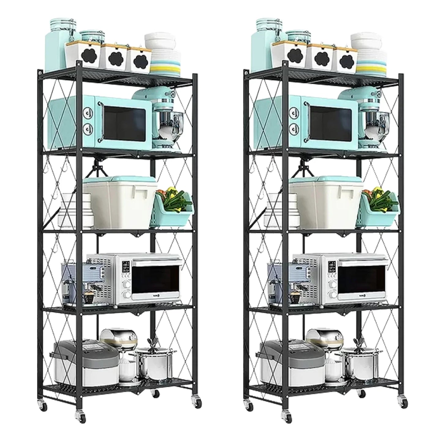 Hign Concerned 5 Tier Metal Storage Shelving Unit On Wheels