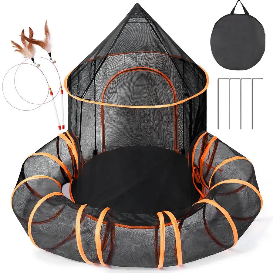 Cat Outdoor Playpen Enclosure With Tunnels Castle Playpen Pet Playhouse
