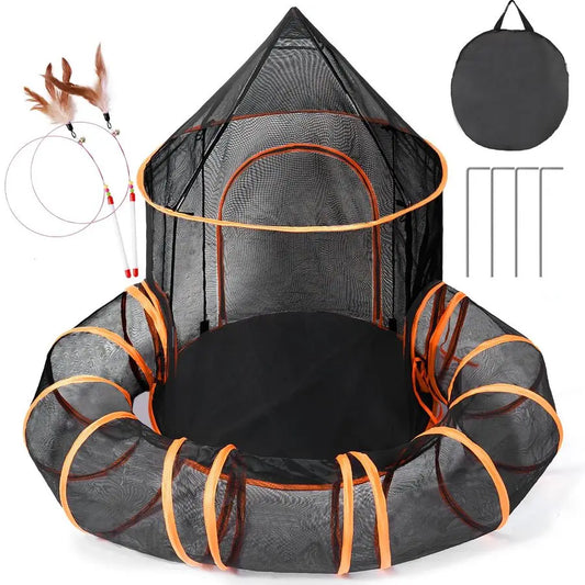 Cat Outdoor Playpen Enclosure With Tunnels Castle Playpen Pet Playhouse