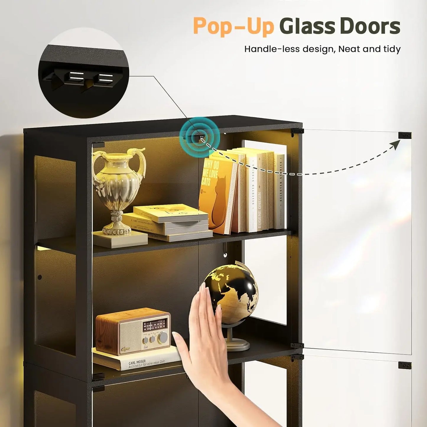 XMSJ Display Cabinet With Glass Doors Curio RGB LED