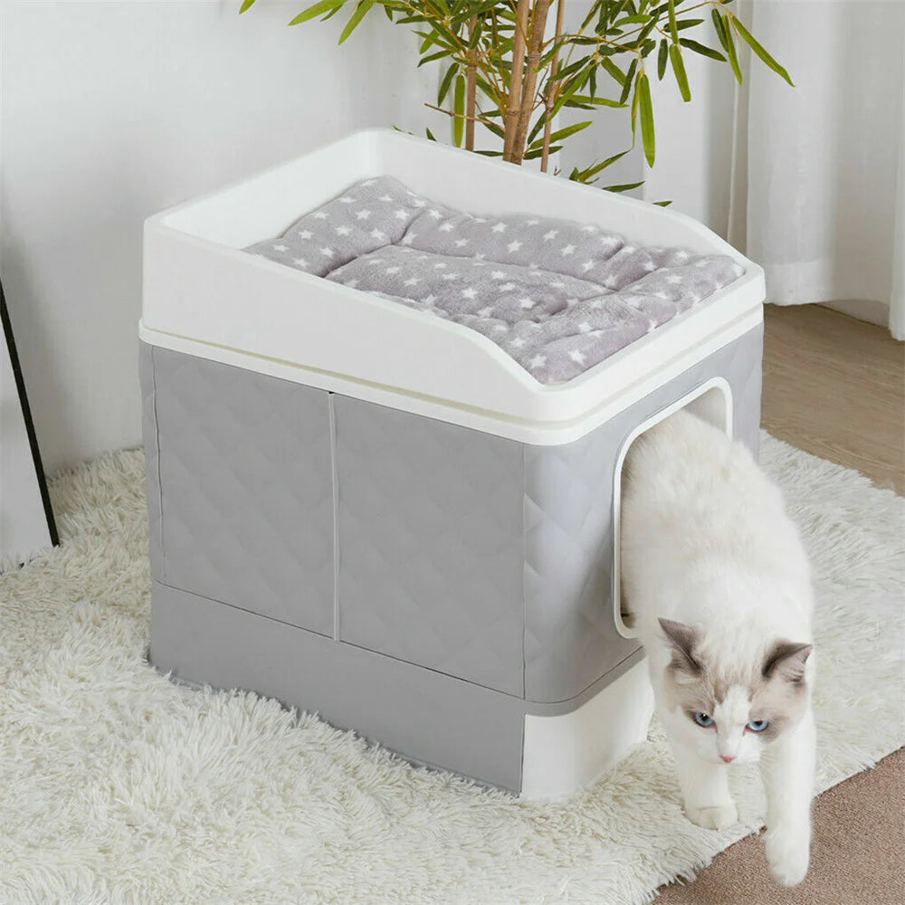 Feature Cat Litter Box Enclosure Hidden Cabinet With Scoop Mat