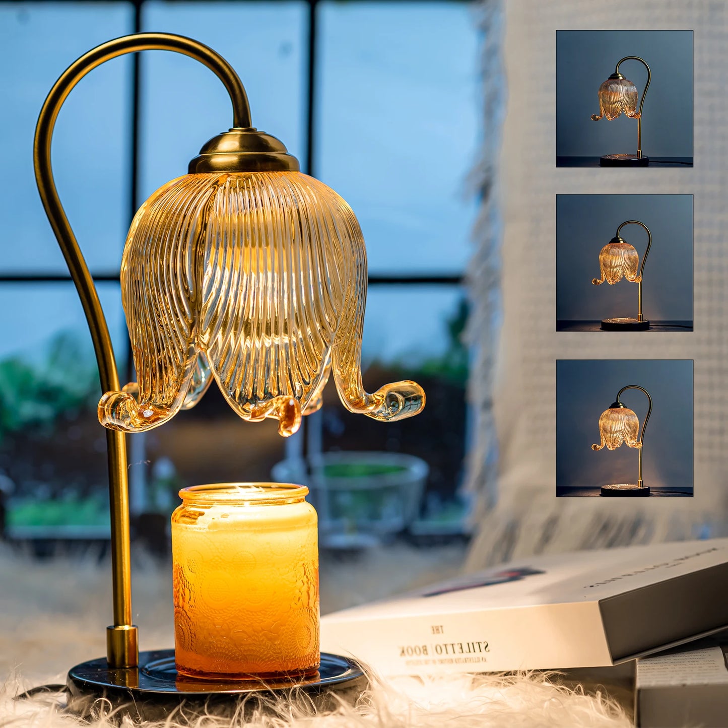 Tulip Flower Warm Candle Lamp Night Light Bedside Table Lamp