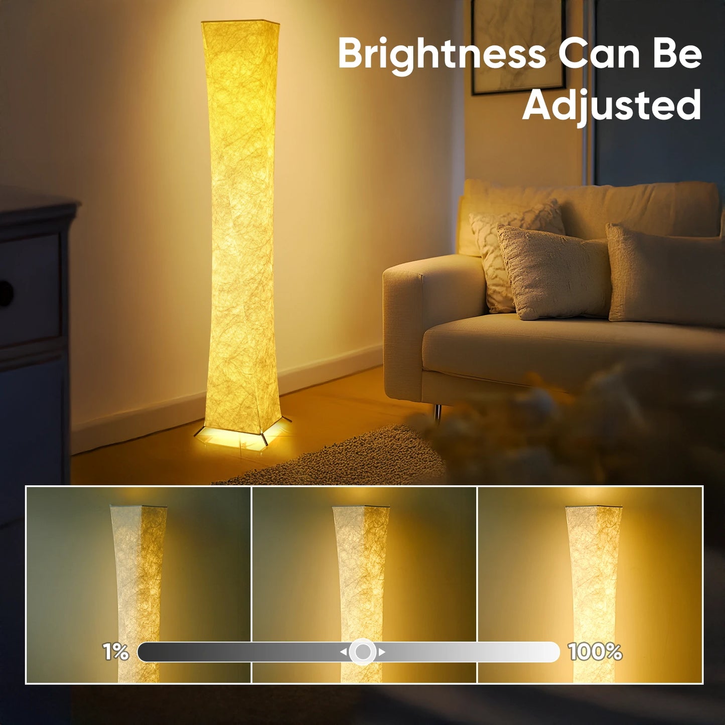 Soft Light Floor Lamp With Warm 3000K LED Tyvek Shade
