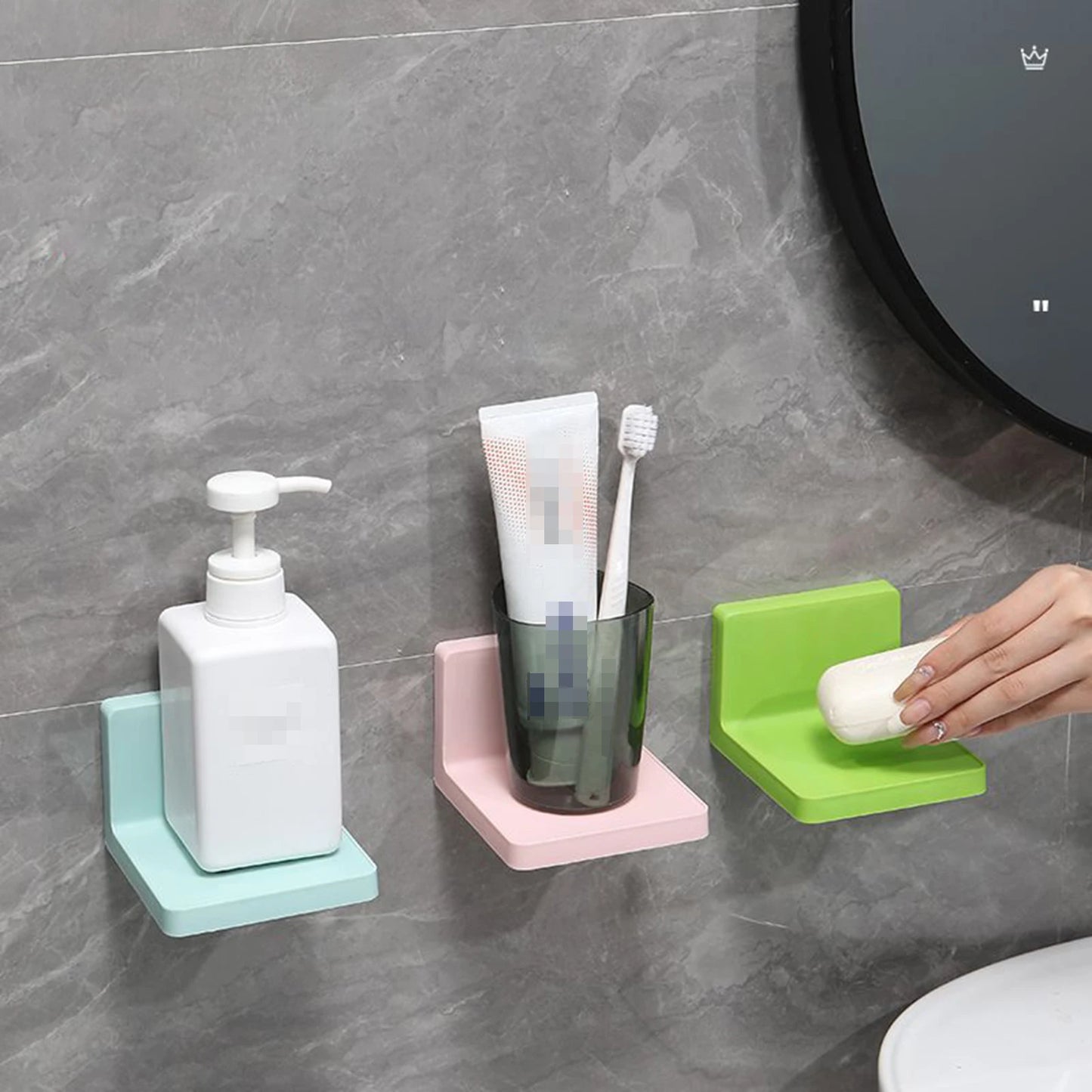 Two Piece Self Adhesive Bathroom Storage Shelves No Drill