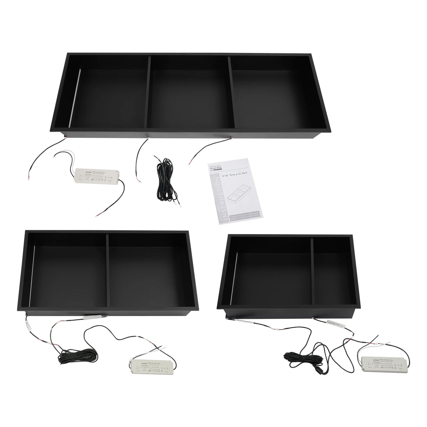 Stainless Steel Recessed Wall Niche with LED Light 2/3-Tier Bathroom Shelves Concealed Shower Niche Shelf Bbathroom Cabinet