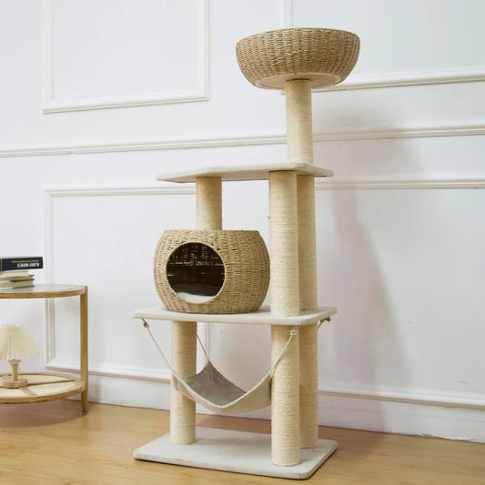 Cat Tree for Indoor Cats with Scratching Post and Hammock