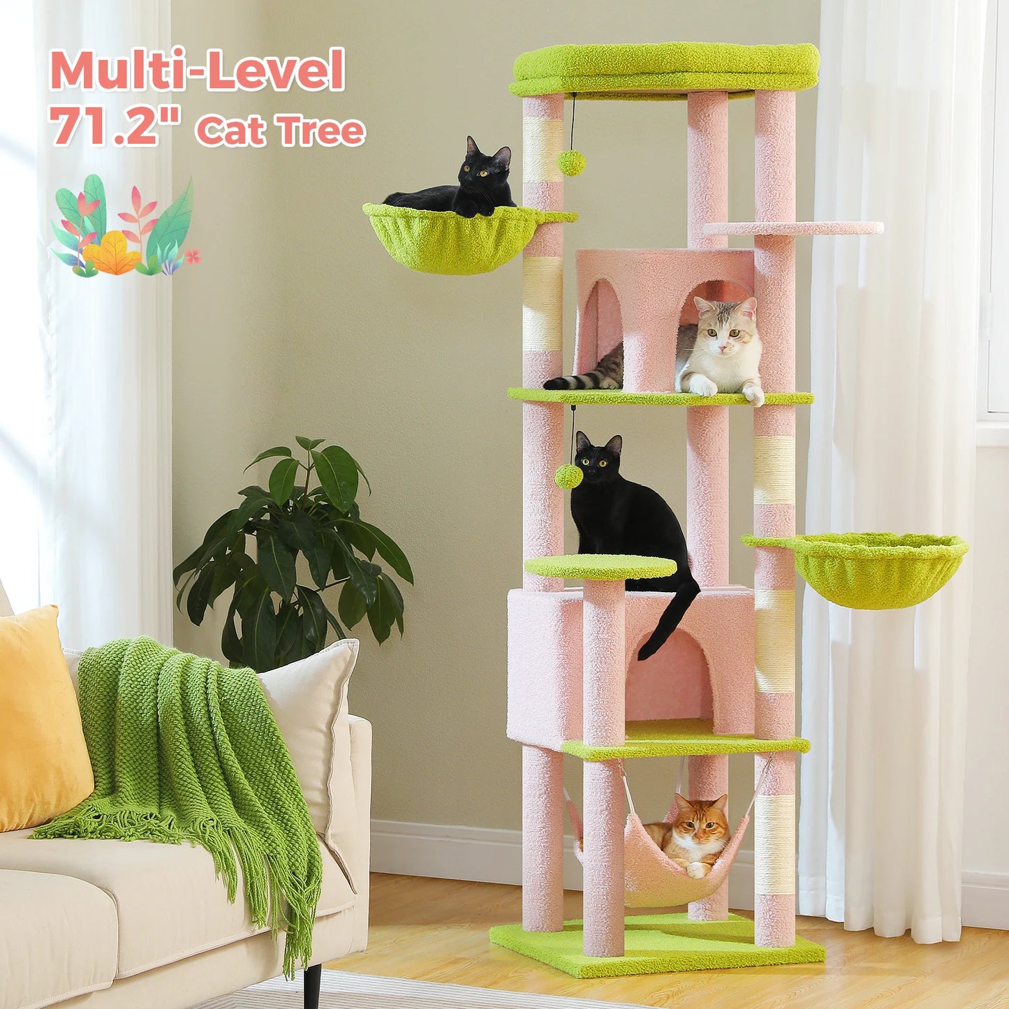 PEQULTICN Luxury Cat Tree With Sisal Scratching Posts
