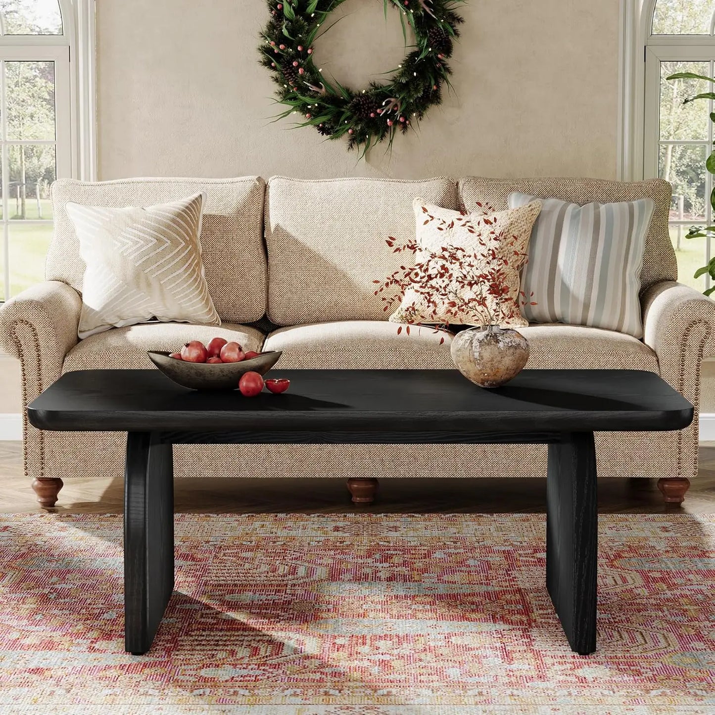 Little Tree Rectangular Coffee Table Farmhouse Living Room Center Table