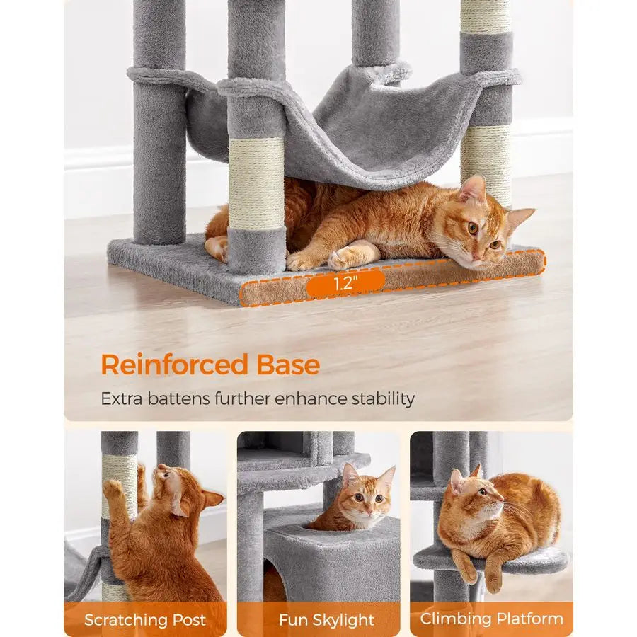 XMSJ Cat Tree Multi Level Condo With Scratching Posts Caves