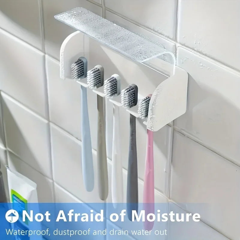 Modern Five Slot Wall Mounted Toothbrush Holder With Hygiene Lid