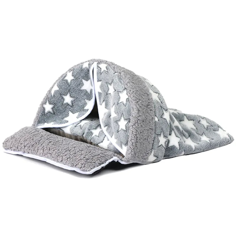Warm Enclosed Cat Bed Tunnel Plush Kitten House With Tube