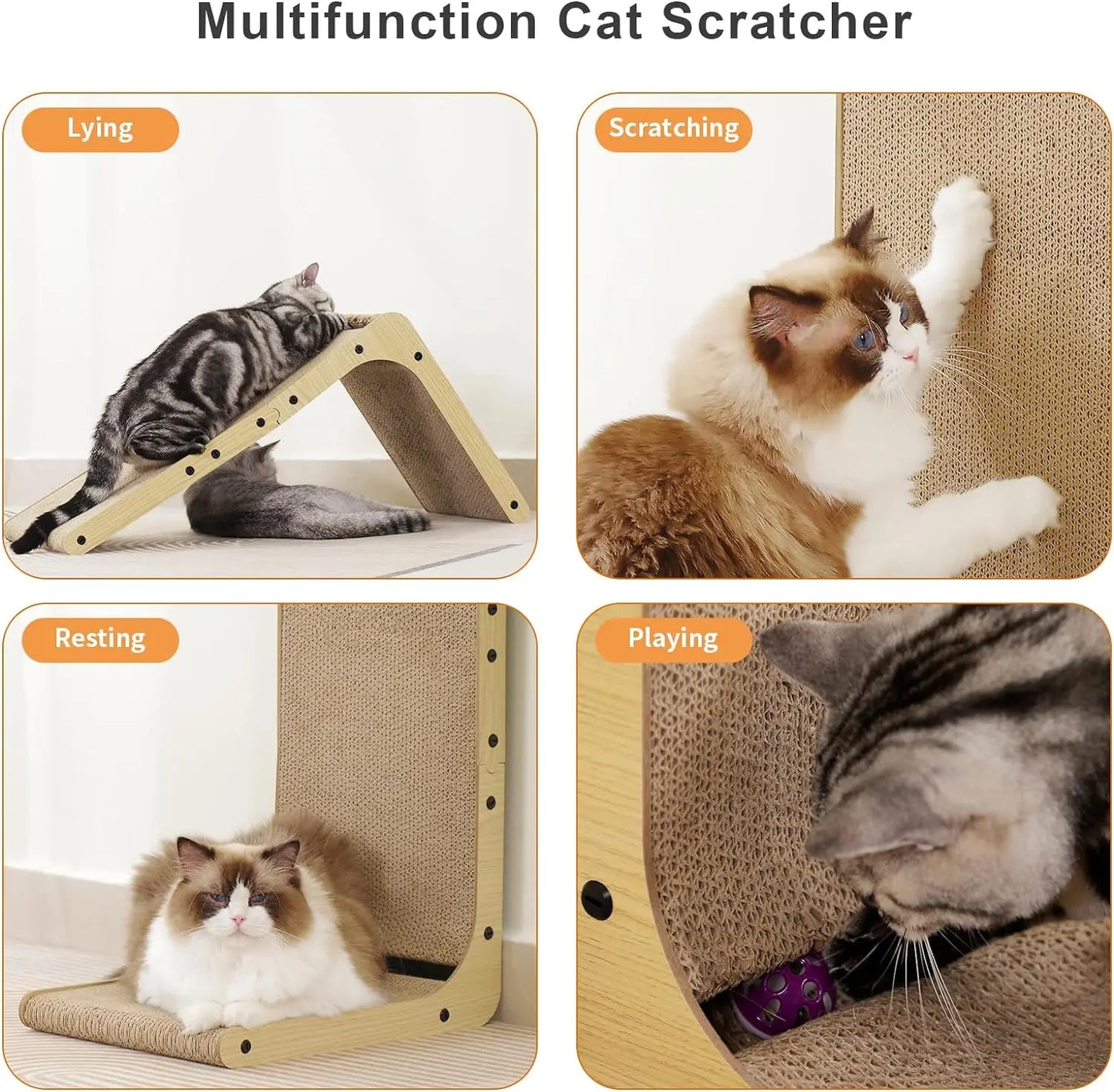 NONECN L Shape Cat Scratcher Indoor Cats Cardboard Scratch Pad