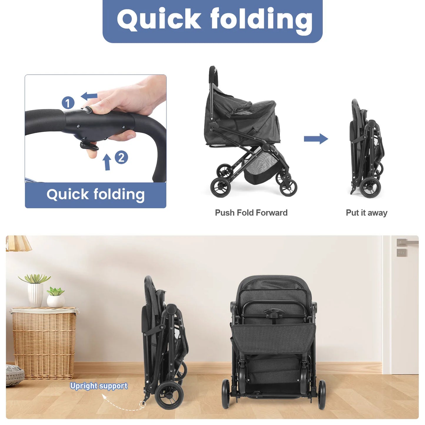 Wedyvko Pet Trolley Jogging Stroller For Dogs And Cats