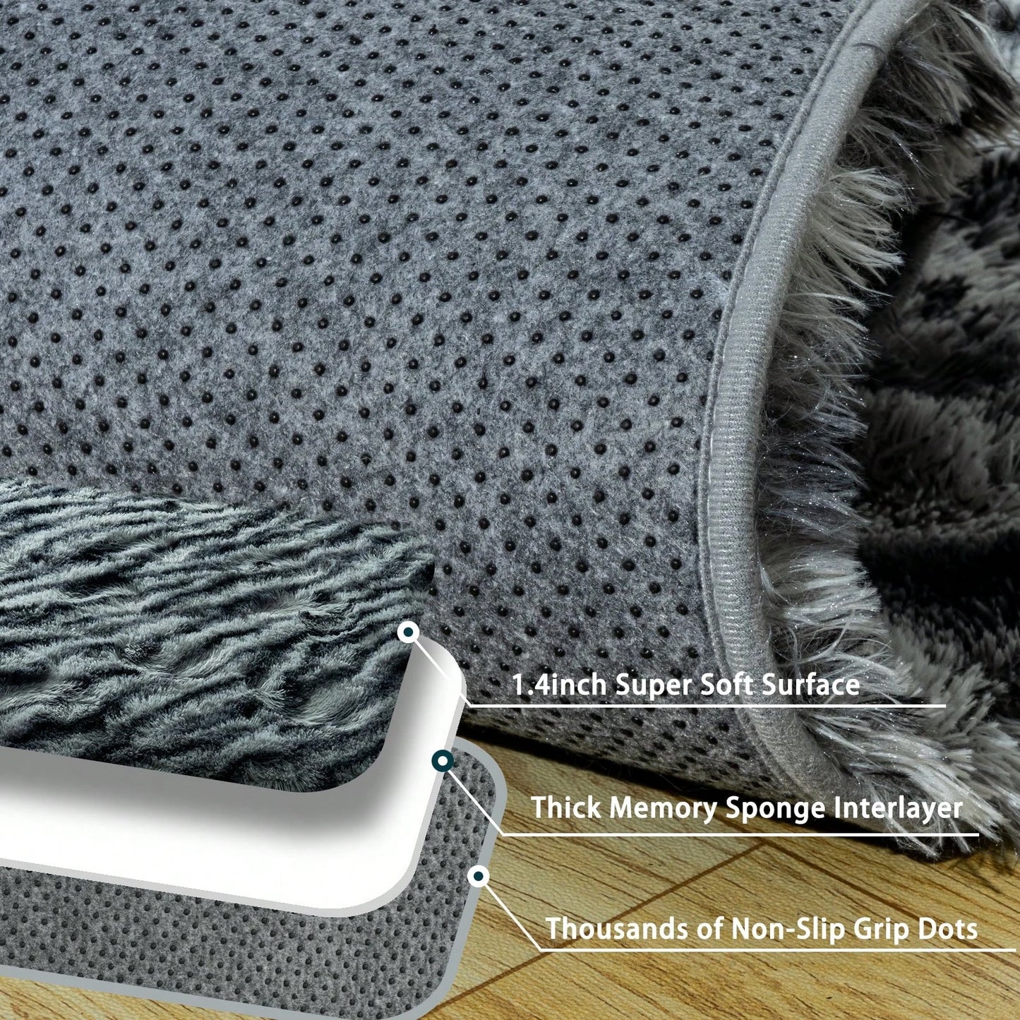 Gnizama Fluffy Long Shag Zebra Print Rug for Bedroom, Washable Large Living Room Area Rug, Super Soft Indoor Plush Rug.