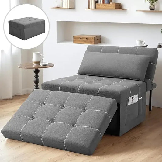 Convertible Sleeper Chair 4 in 1 Multifunctional Foldable Ottoman Bed