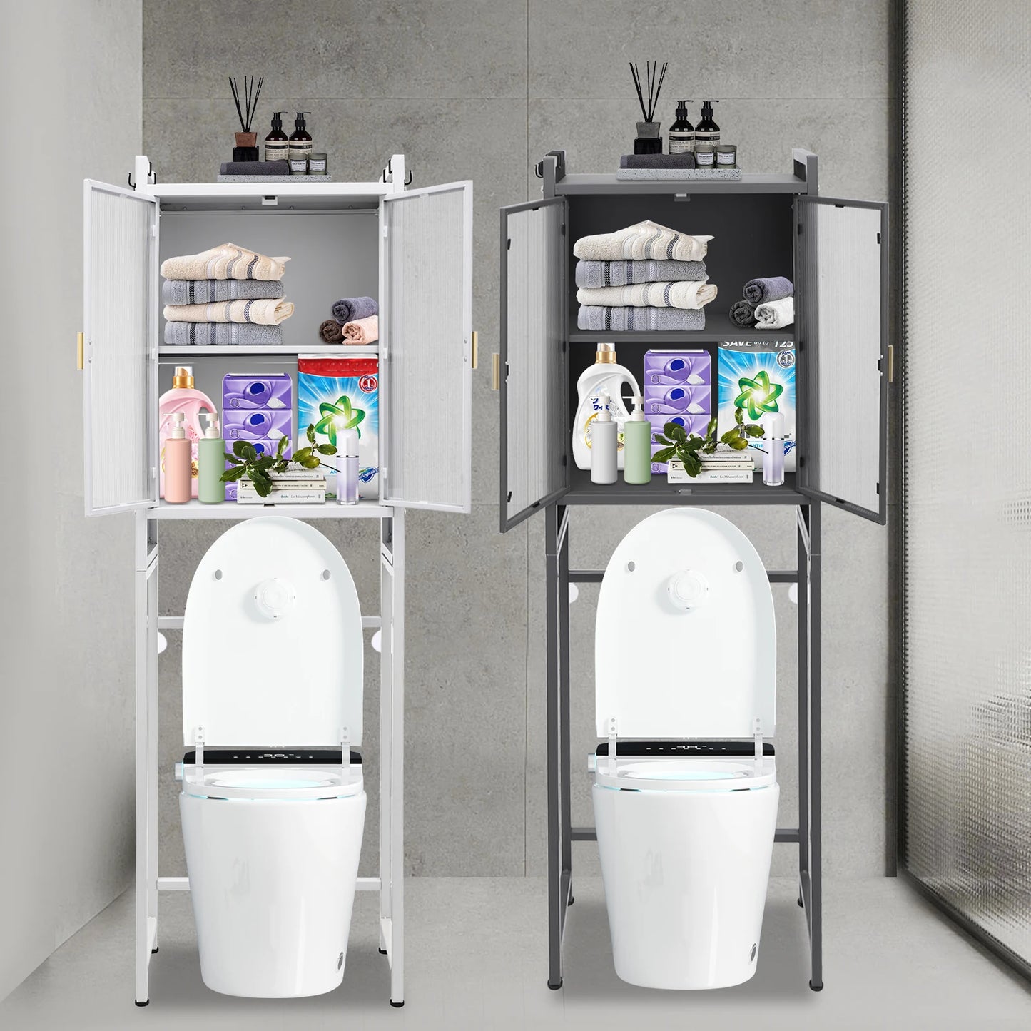 Over The Toilet Storage Cabinet  3 Tier Metal Bathroom Shelf