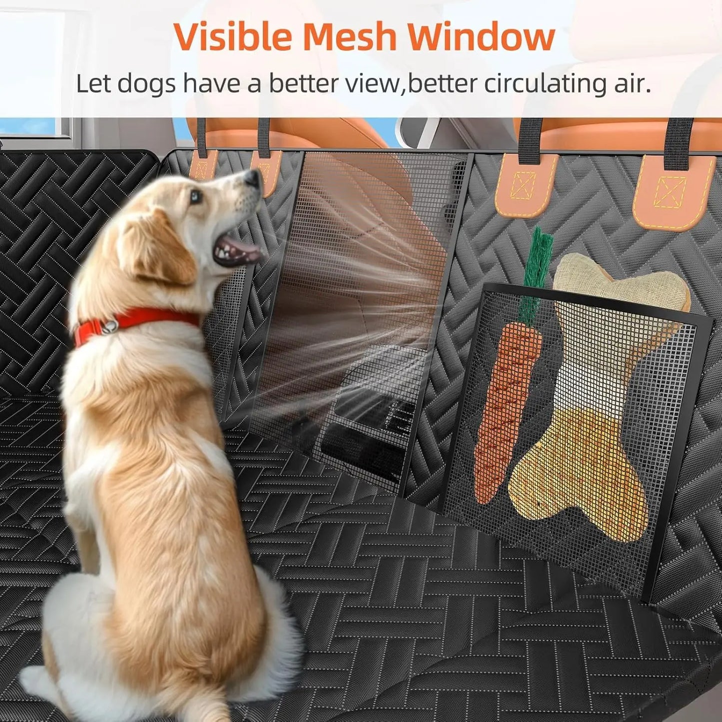YQXH Back Seat Extender For Dogs Mesh Window Hard Bottom