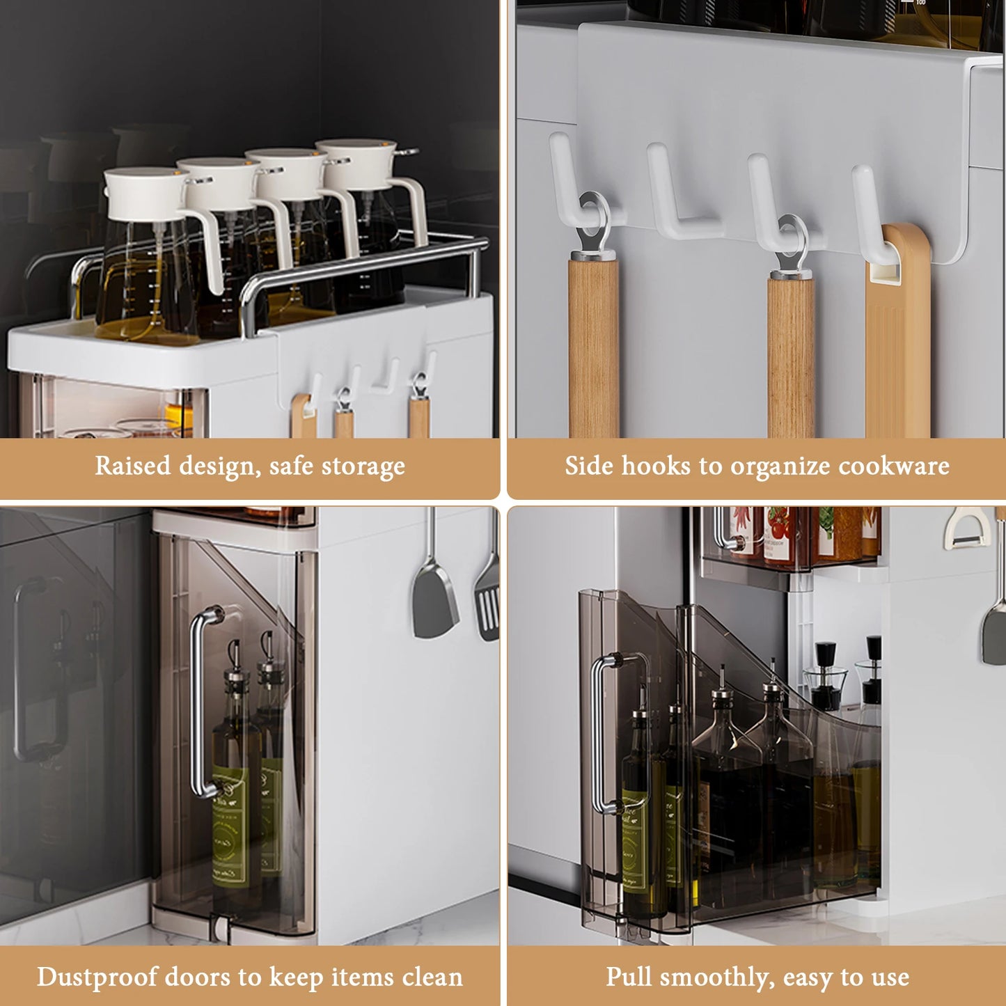 HiMISS Two Three Layer Kitchen Utensil Rack Pullout Spice Shelf