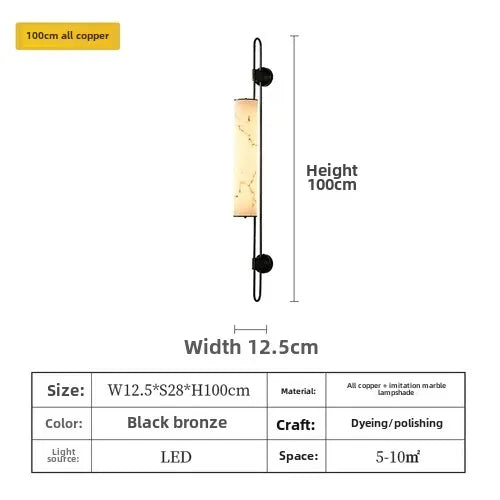 Retro Light Luxury Wall Lamp Imitation Marble Living Room TV Background Wall Lamp Chinese Style Bedroom Bedside Wall Lamp