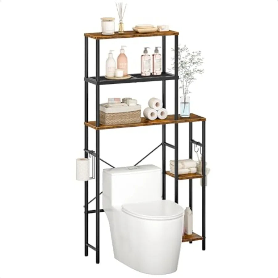 Over The Toilet Storage 6Tier Bathroom Organizer Shelf OverToilet Storage Cabinet with Toilet Paper Hook Space Saving for Bathr