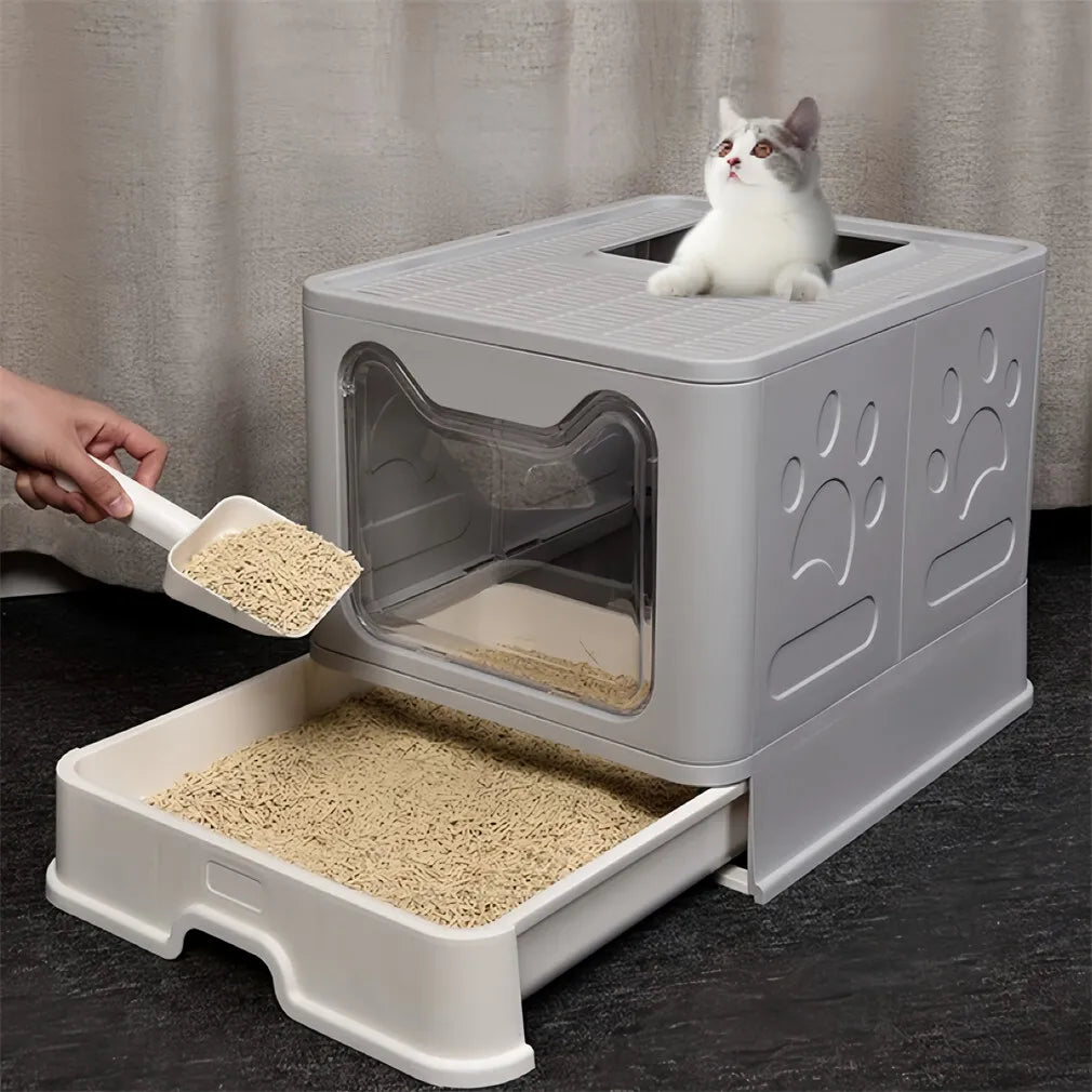 Easy Cleaning Cat Litter Box Large Drawer With Scoop