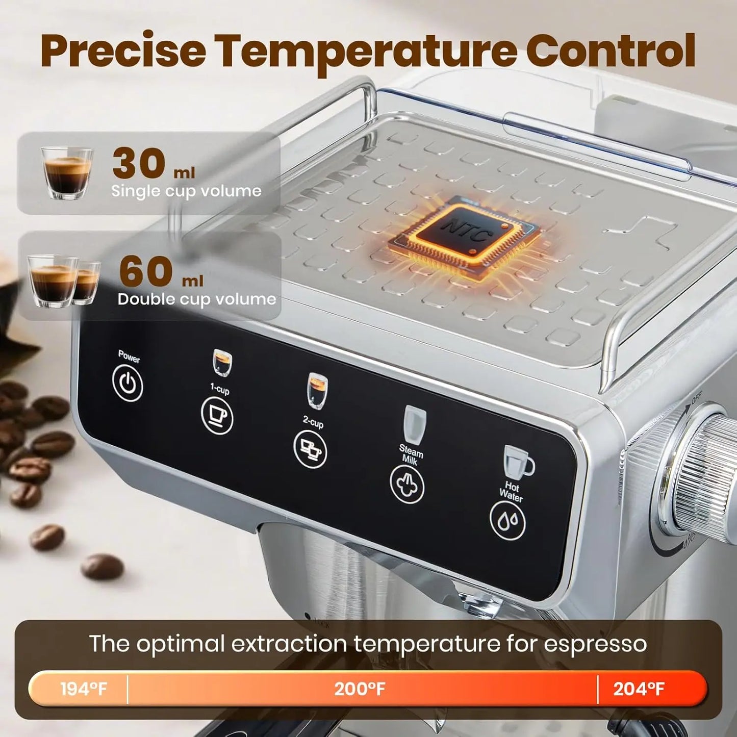 Iosn Espresso With Touchscreen 20 Bar Milk Frother Coffee Machine