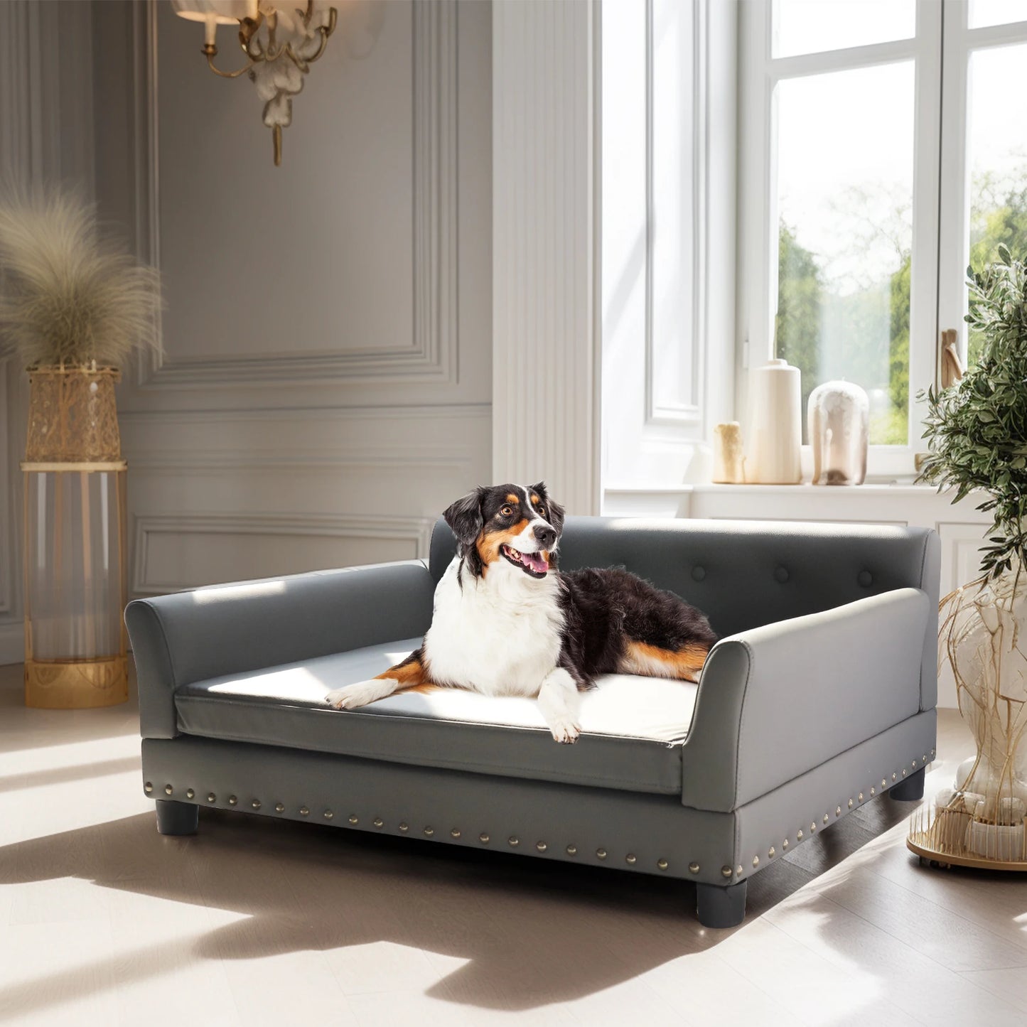 BINGOPAWCN Elevated Dog Bed Sofa Mat Microfiber Leather Cover