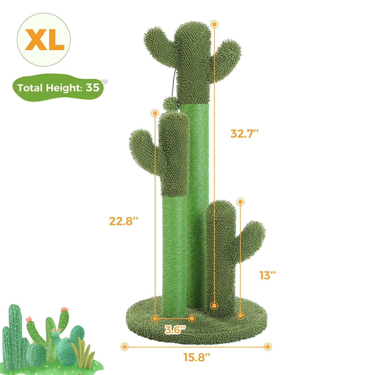 PEQULTICN Cactus Cat Tree With Large Condo Hammock And Ball