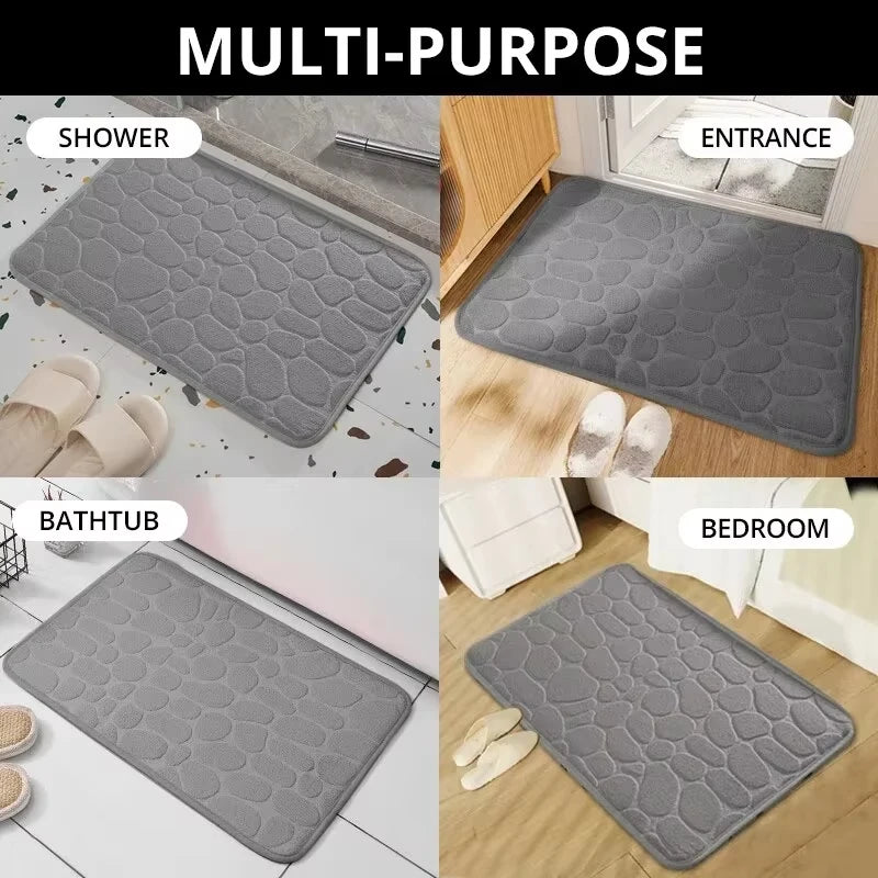 NONECN Memory Foam Embossed Velvet Carpet Non Slip Mat Home