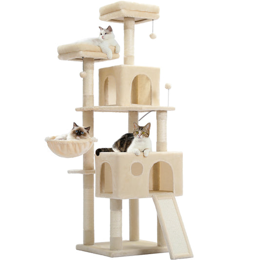 Multi-Level Cat Tree Tower with Sisal Scratching Post&Pad Cozy Hammock Luxury Large Cat Condo for Indoor Cat Toy Cat Accessories