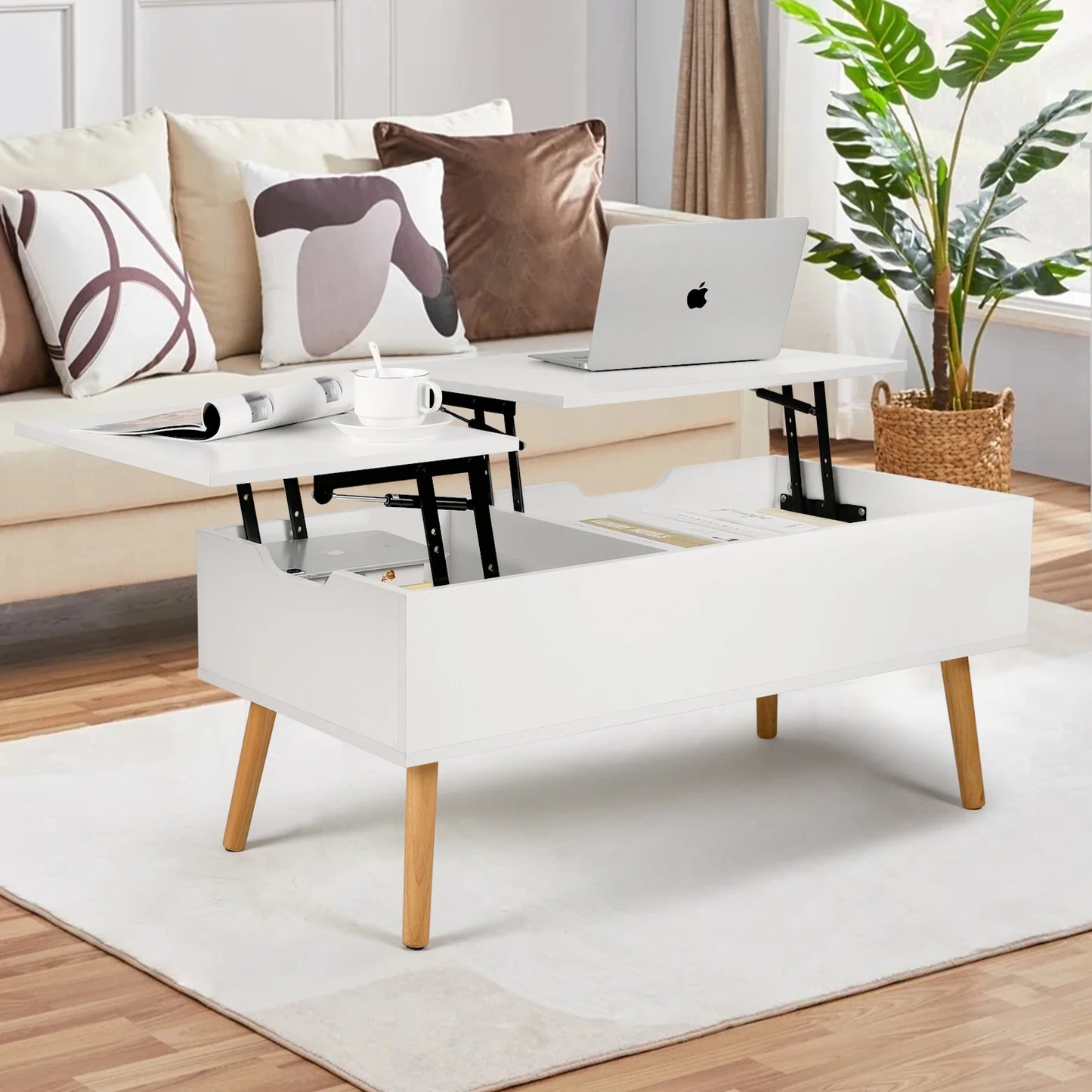 VOWNER Two Way Lift Top Coffee Table With Hidden Storage