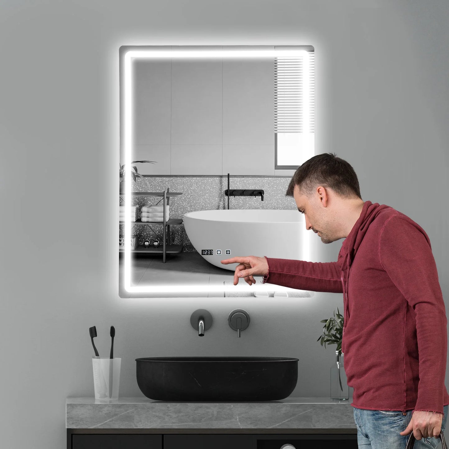 Led Bathroom Mirror With Light Bathroom Mirror With Light Clock Time Dimmable Anti Clock Mirror Smart Mirror
