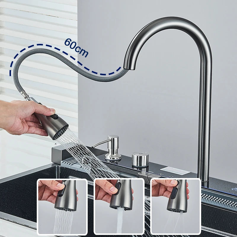 Rozin 304 Stainless Steel Kitchen Sink With Digital Display Faucet