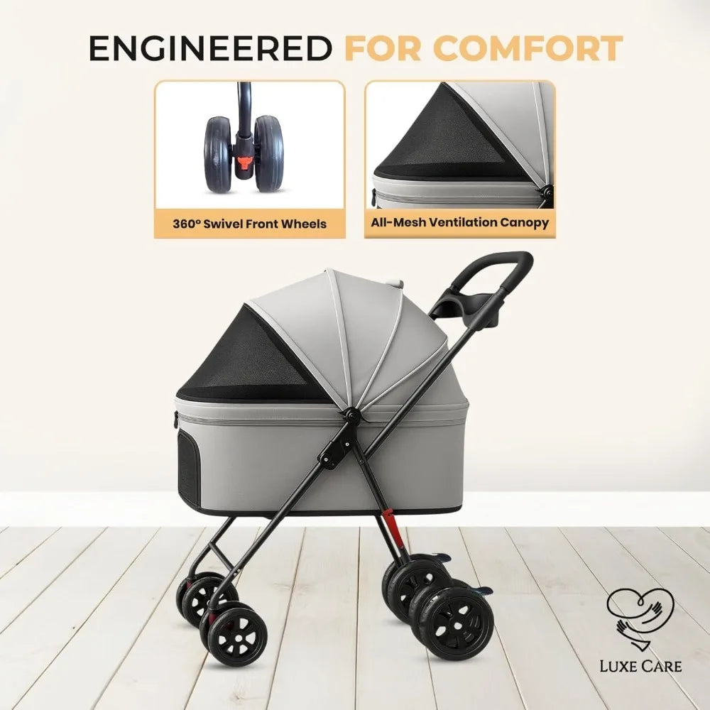 DAFIFY Four Wheel Foldable Pet Stroller For Dogs And Cats