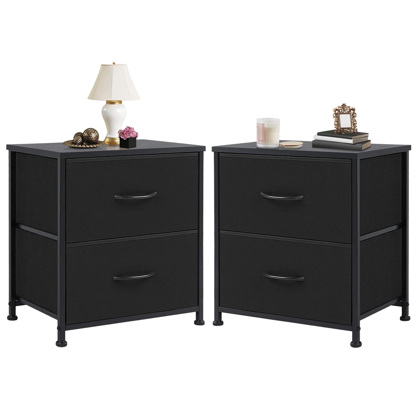 JHK Nightstand Bedside Table With Storage Drawers In Bedroom