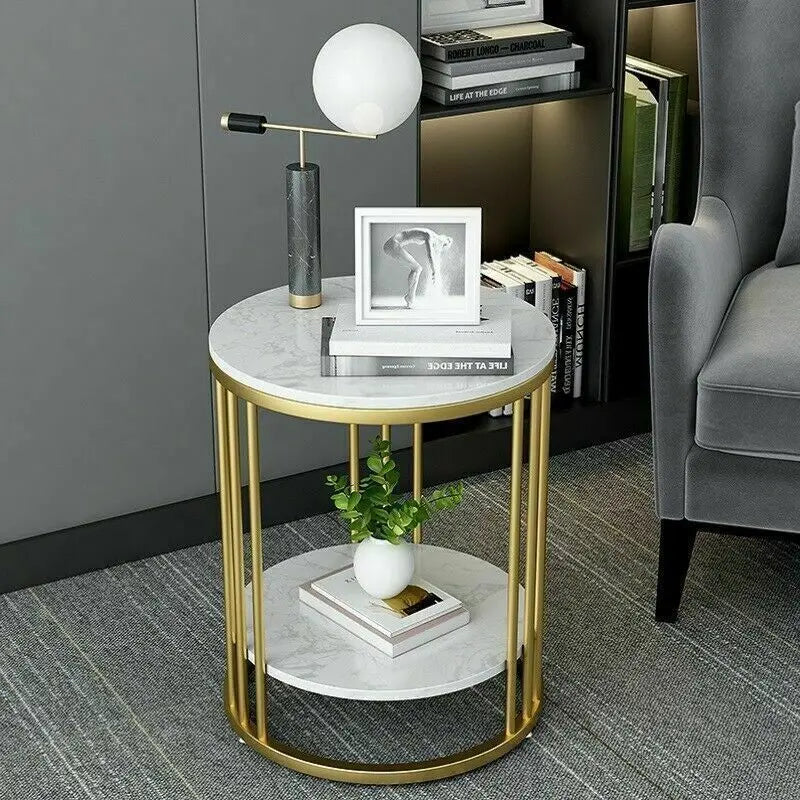 Wisfor Marble Round Side Table With Jewellery Storage