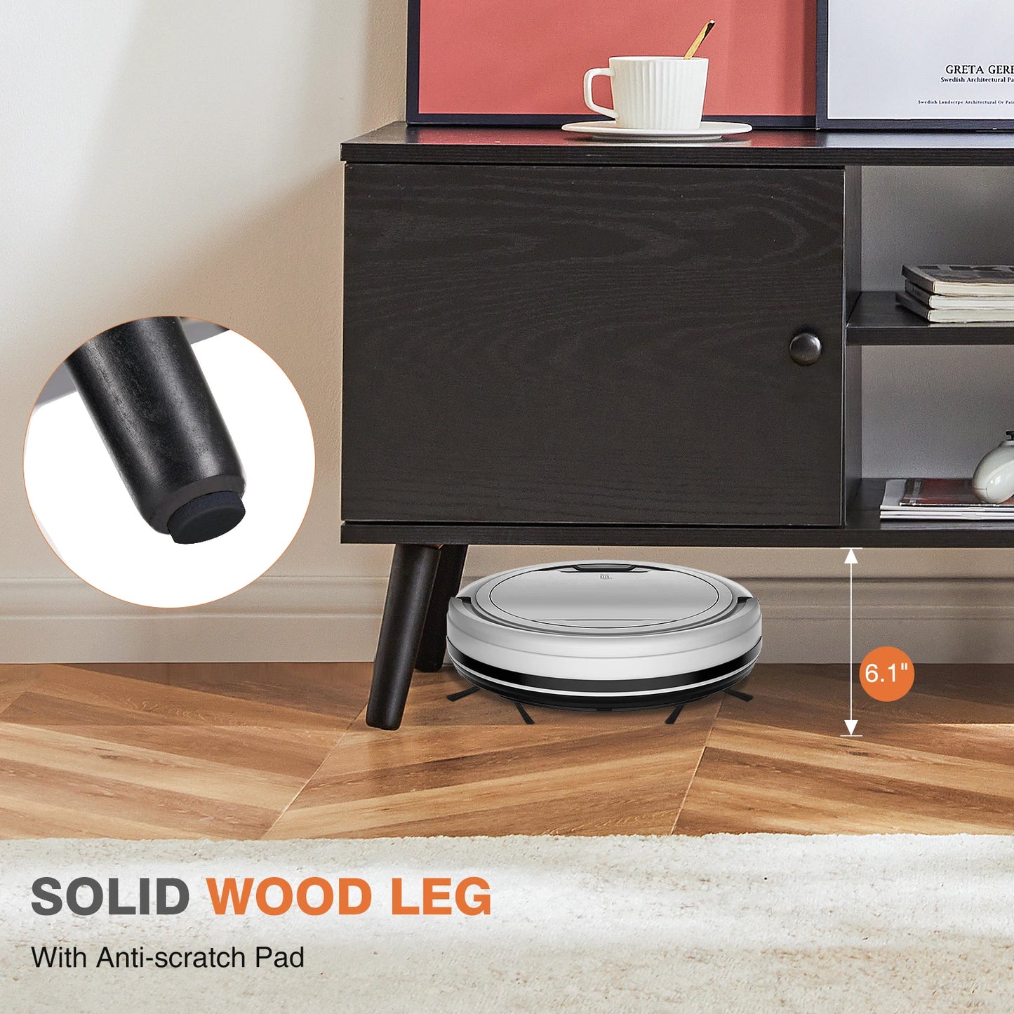 JHK Wooden Fireplace TV Stand Entertainment Center With Adjustable Shelf