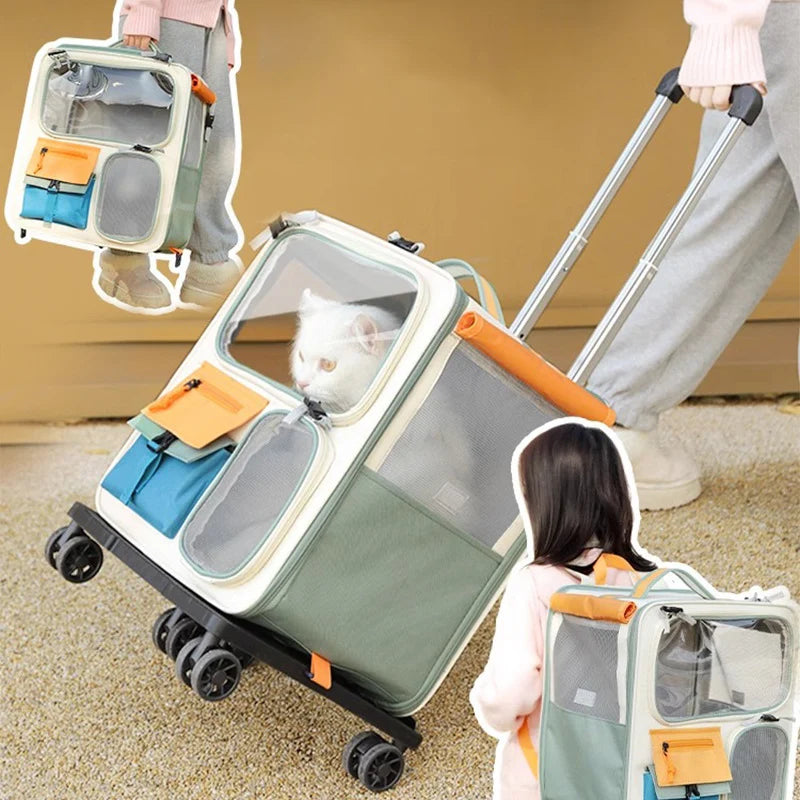 Hoopet Portable Pet Trolley Bag For Cats And Small Dogs